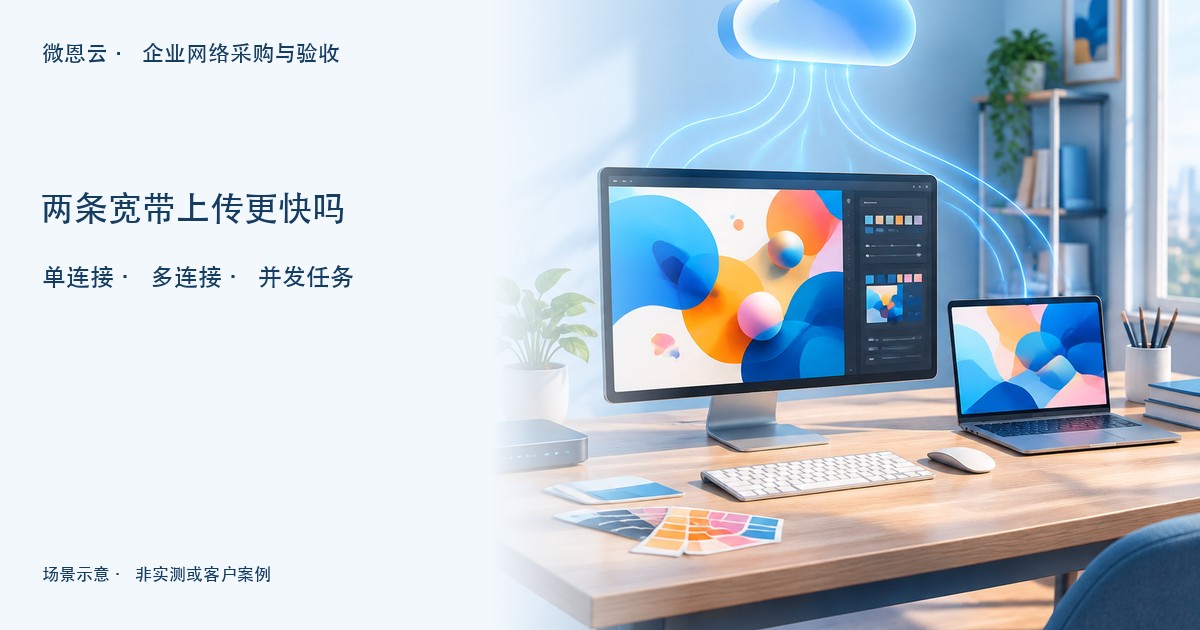 工作室电脑向云端上传文件的场景示意,提示区分连接与并发测试