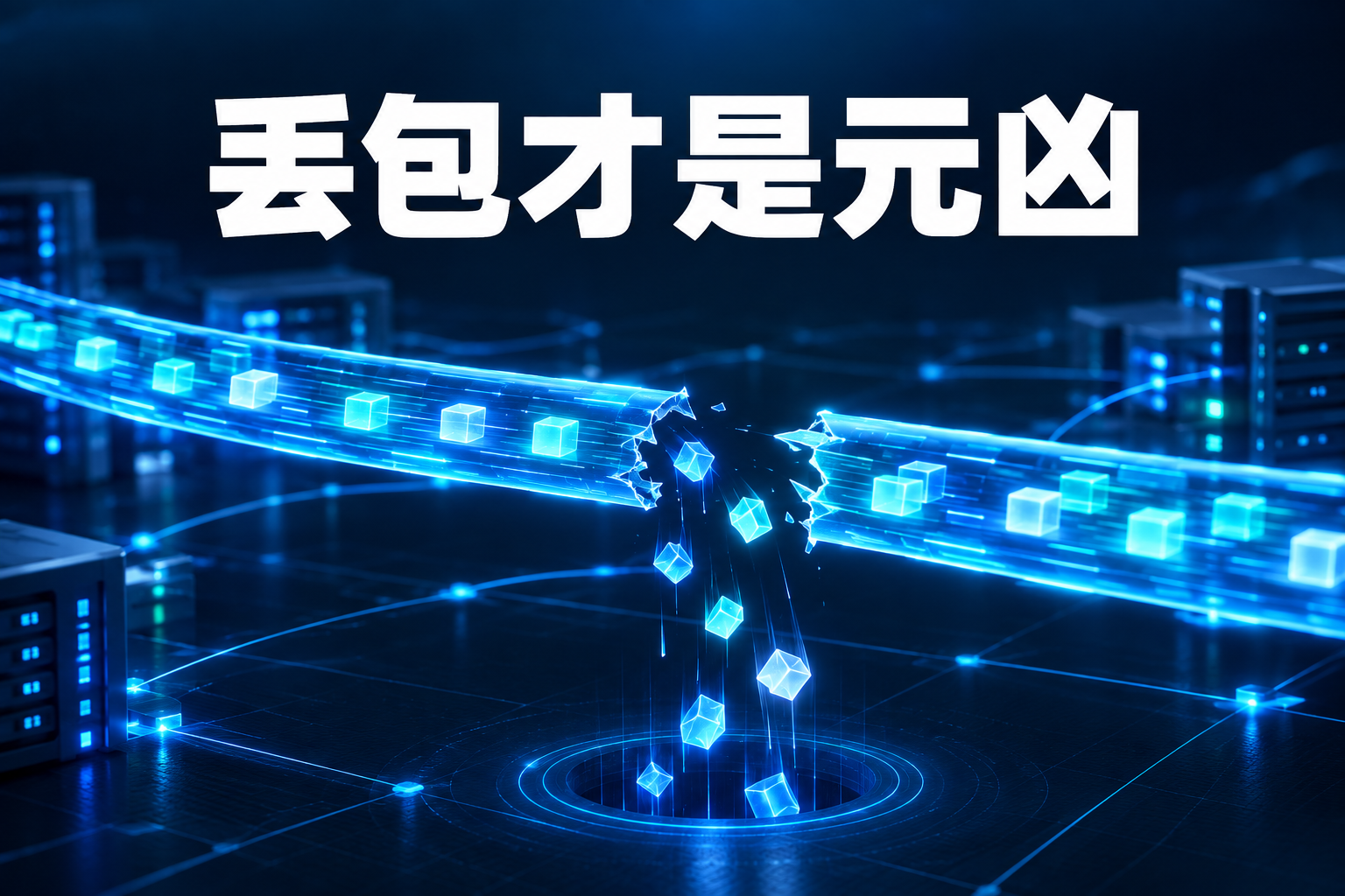数据包在链路破损处掉落的比喻示意图
