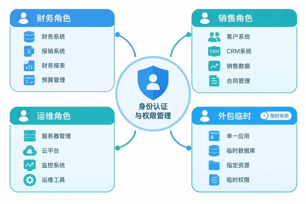 按角色授权与最小权限原则的示意图